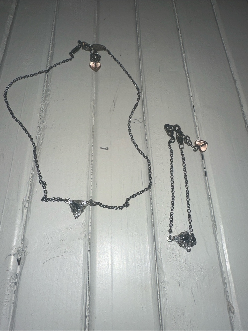 Delicate Trillion Crystal Necklace and bracelet Set